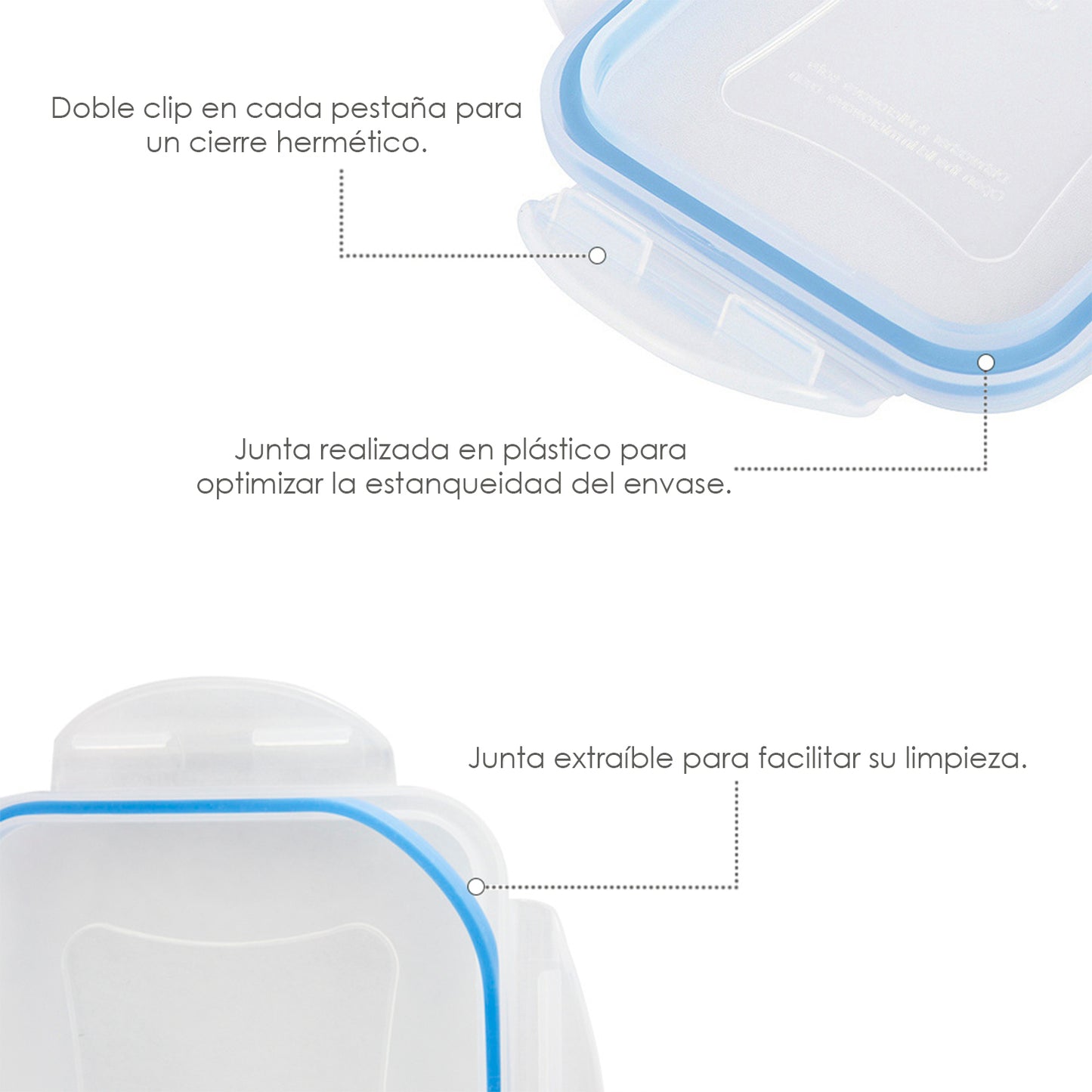 Conjunto de recipientes plásticos herméticos retangulares (6 peças)