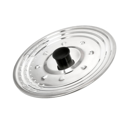 Tampa multiusos em aço inox Ø 25 cm. Use a tampa anti respingos e o escorredor. Cobertura Adpatable Medidas Diferentes