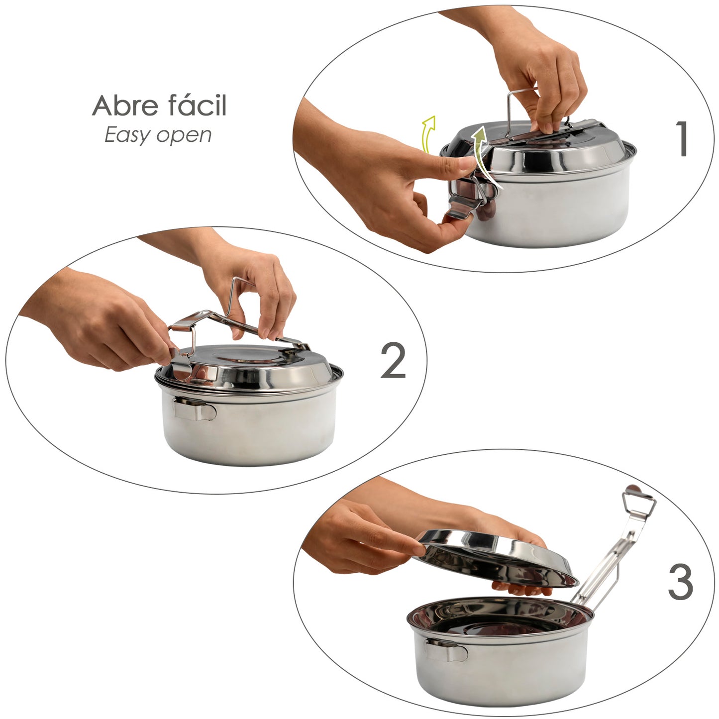 Lancheira Metal Inox Com 2 Pratos Ø 16 cm. Lancheira, lancheira de metal, suporte de comida de metal,