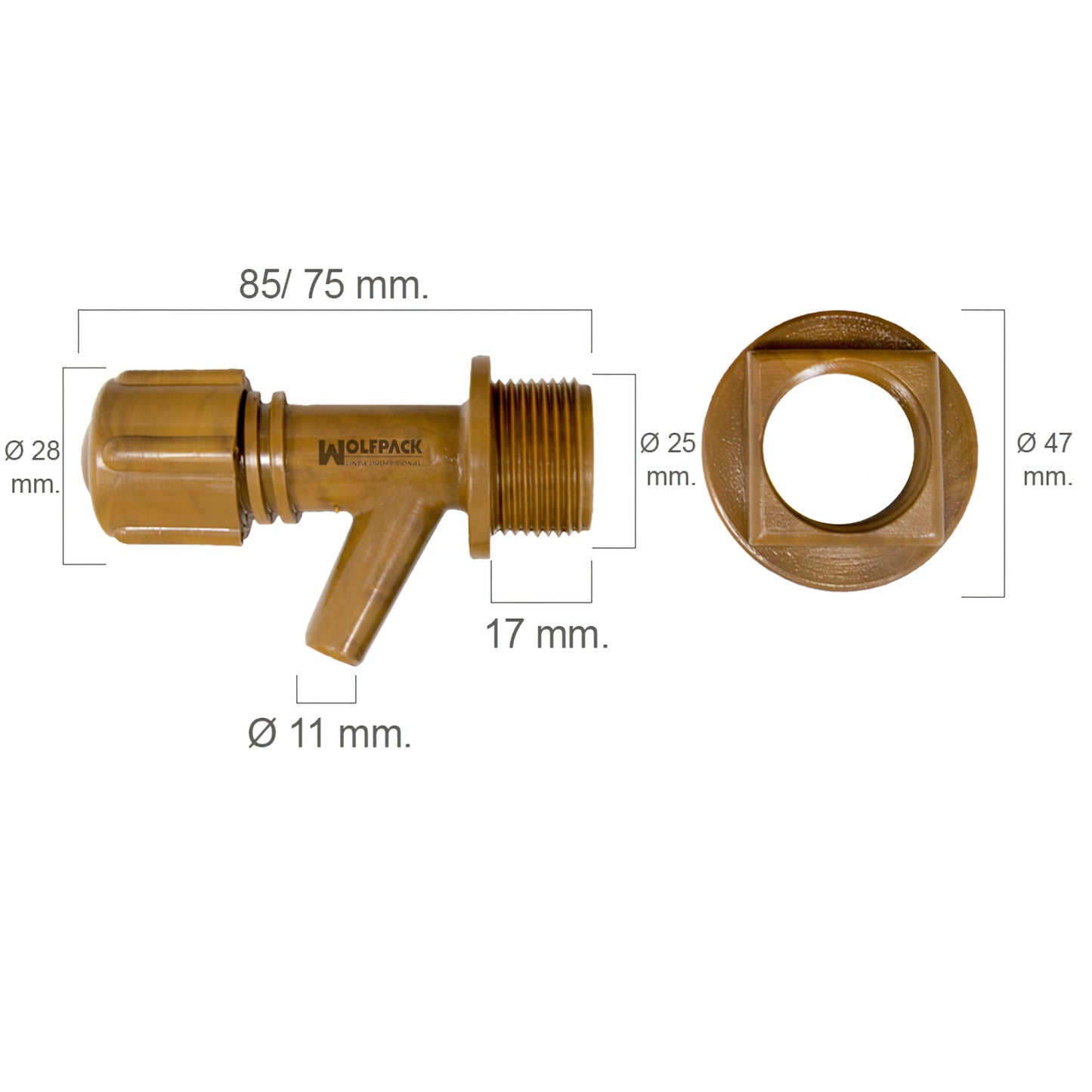 Mini torneira de barril de plástico com porca de 3/4"