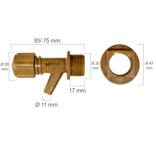 Grifo Barril Plástico Mini Con Tuerca 3/4"