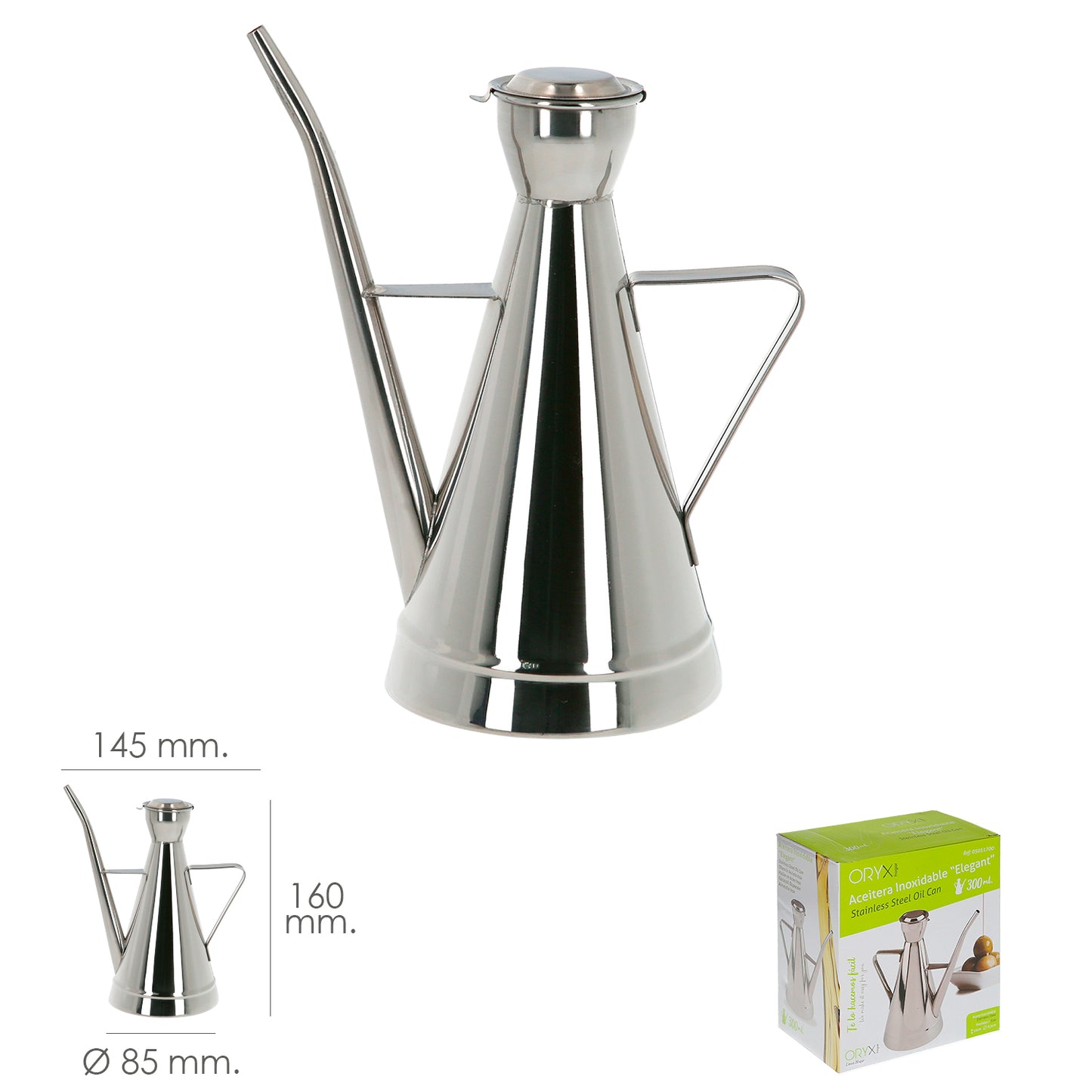 Lata de Aço Inox Modelo Elegante 300 ml.