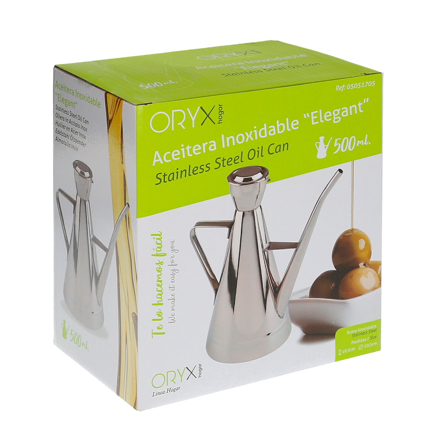 Lata de Aço Inox Modelo Elegante 500 ml.