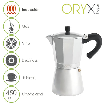 Cafeteira de indução de alumínio 9 xícaras (450 ml.)