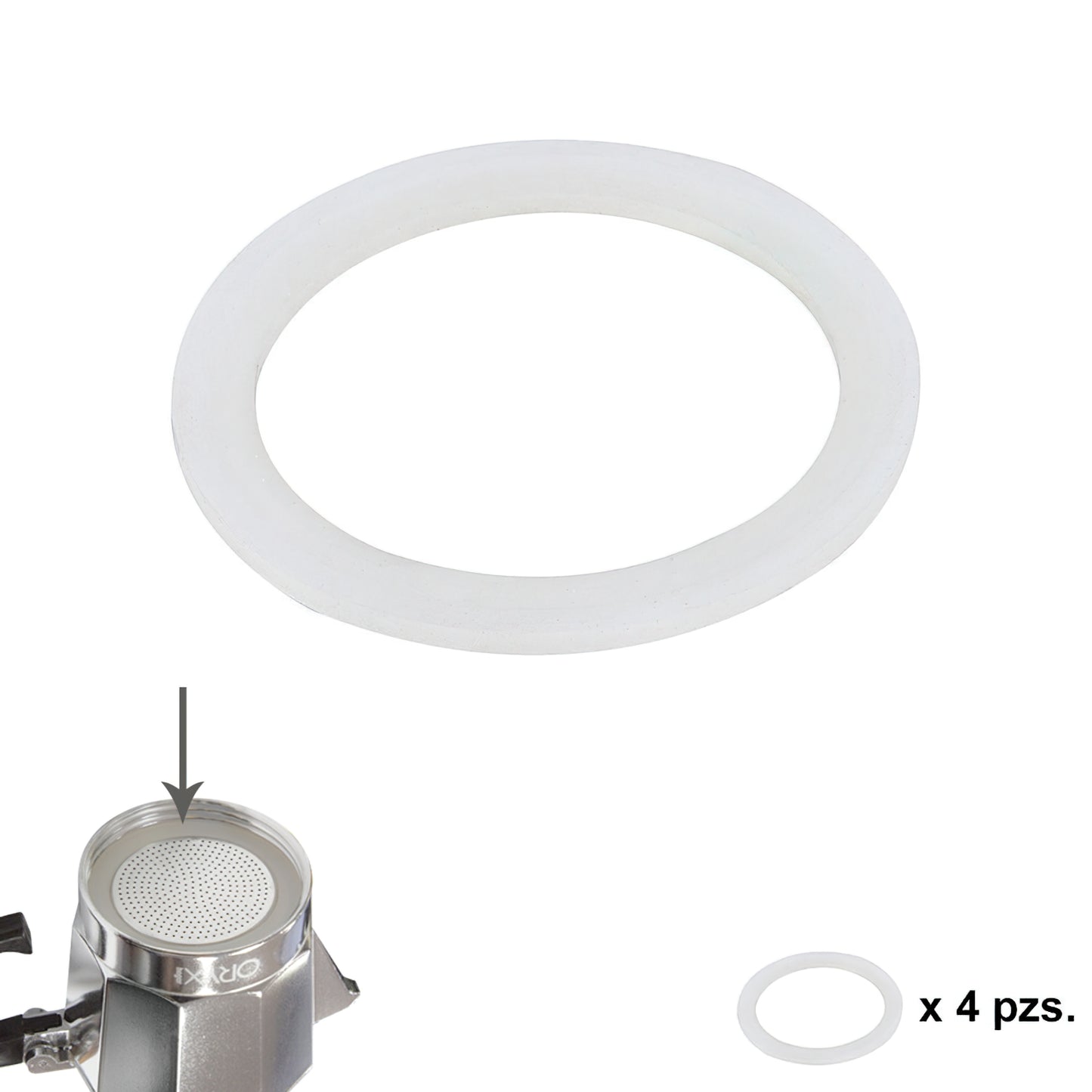Junta Goma Silicona Cafetera Aluminio Classic / Inducción 2 Tazas (4 Unidades)