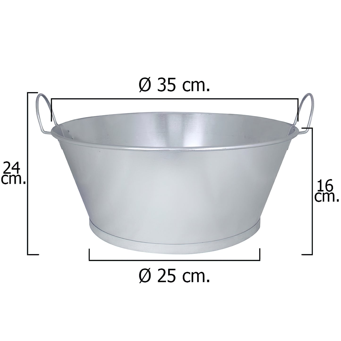 Bacia de Banho Galvanizada 14" 35x16 cm. 10 Litros