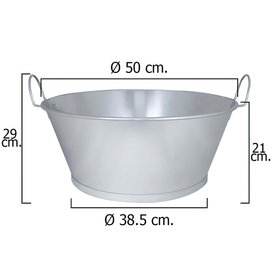 Bacia de Banho Galvanizada 20" 50x21 cm. 30 Litros