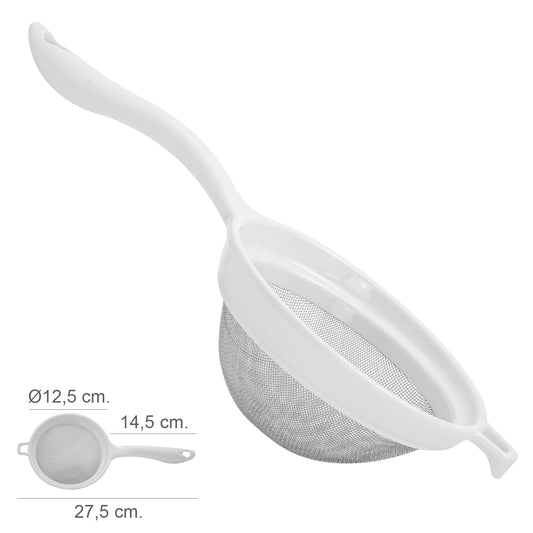 Filtro de aço inoxidável Ø 12,5 cm. Com alça de plástico
