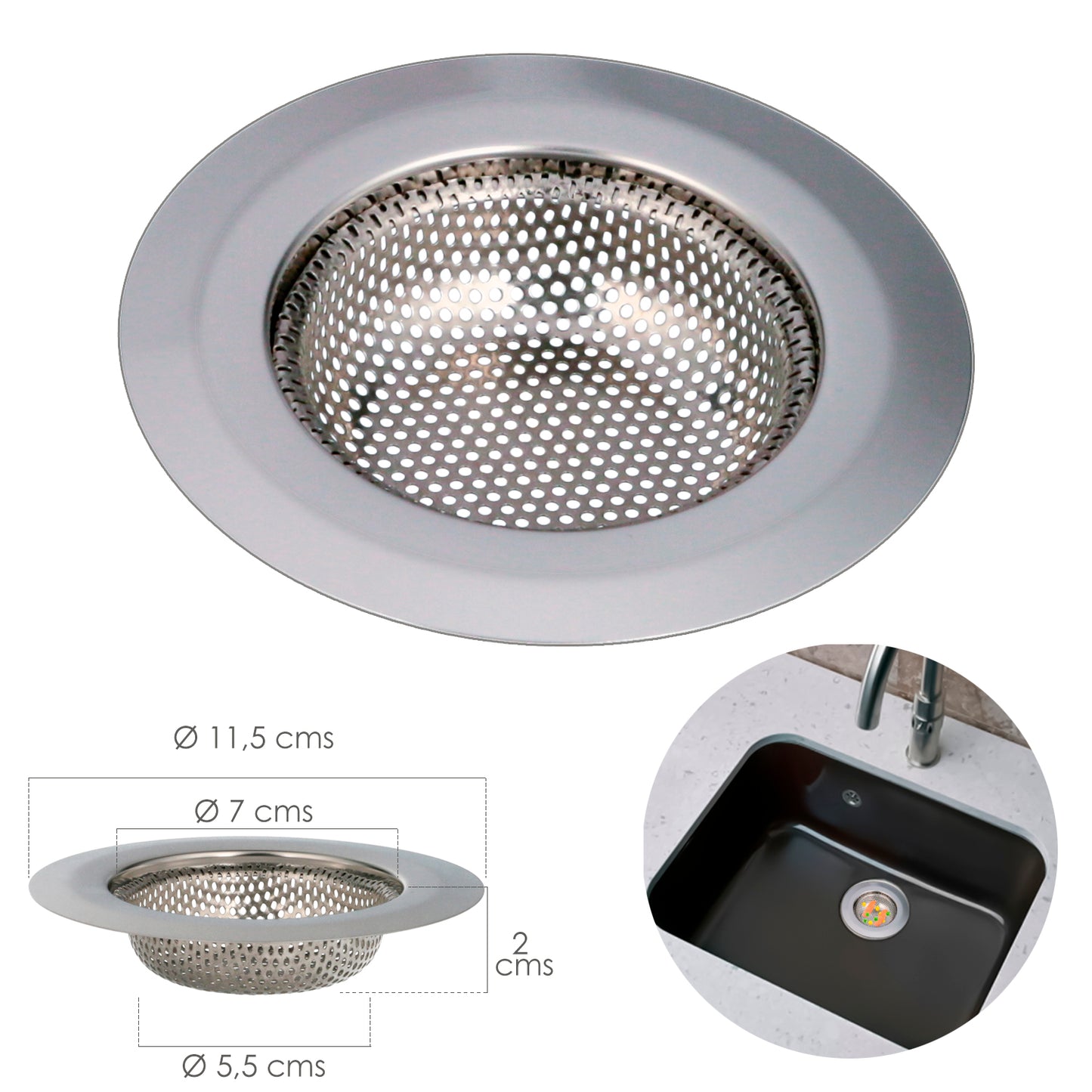 Cesta Filtrante Lava-loiças / Bacia Cozinha Ø 11,5 cm.