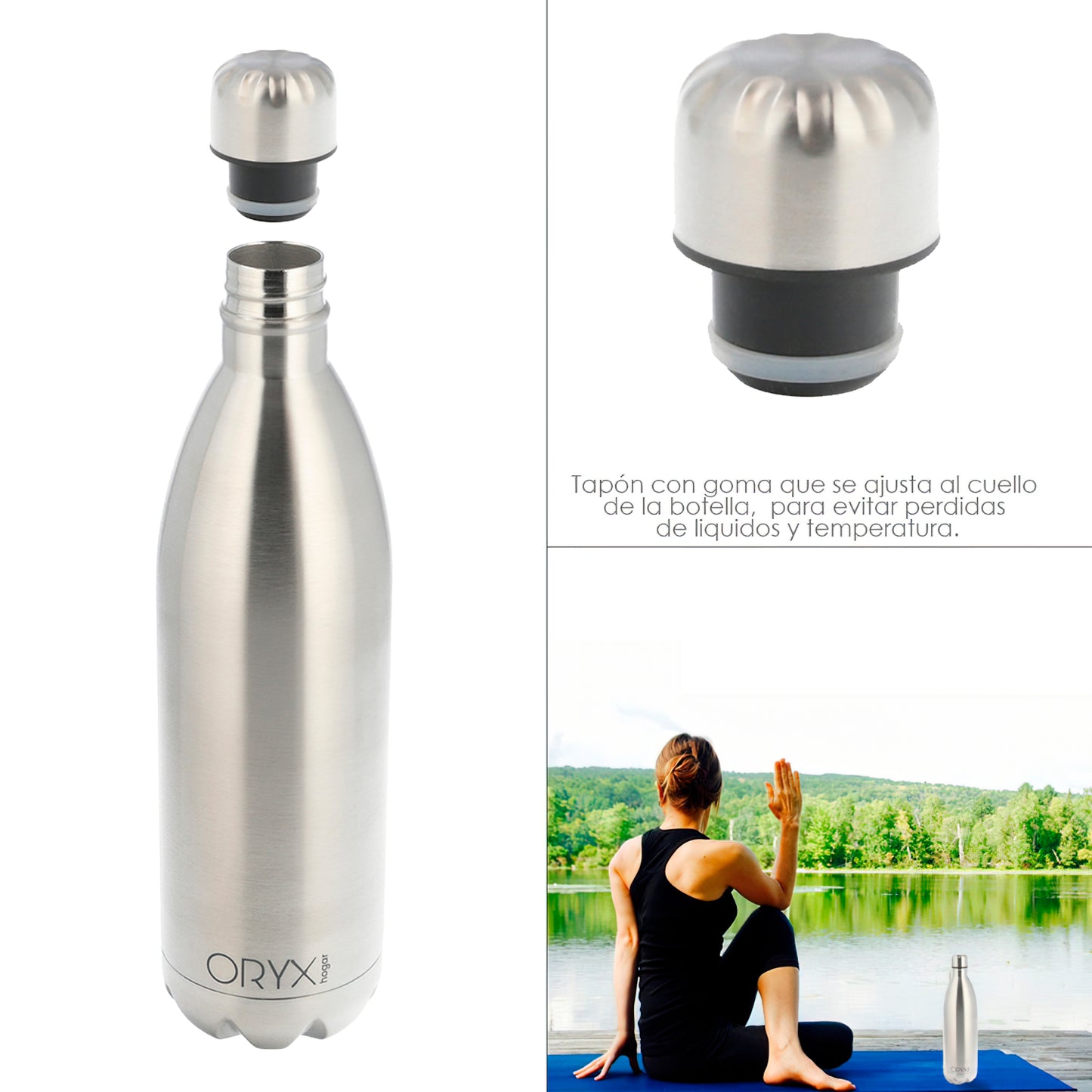 Garrafa Térmica, Capacidade 1000 ML. Sem BPA, Aço Inoxidável, Anti-gotejamento