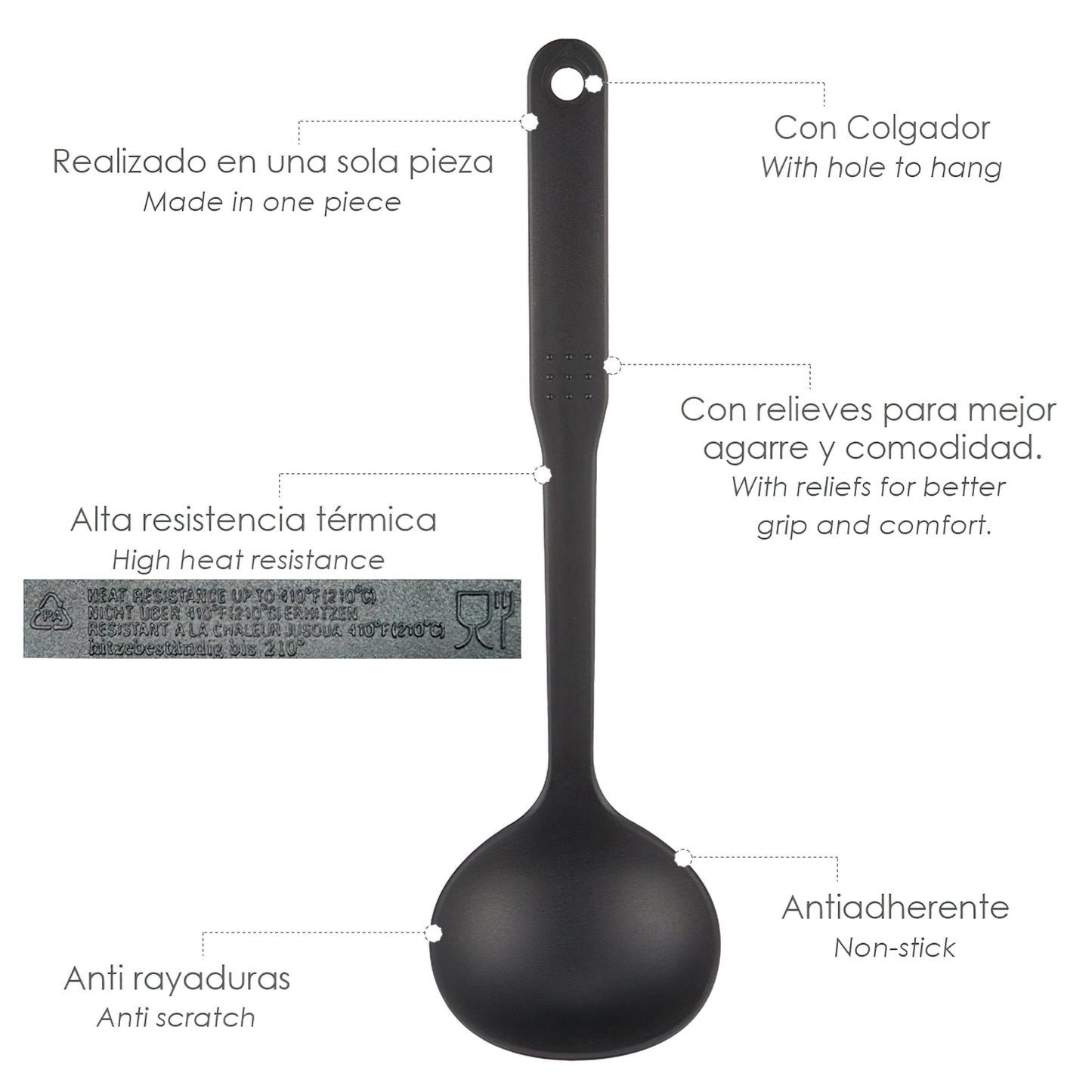 Cucharon Servir Cocina Nylon Basic 32 x 9.5 cm.