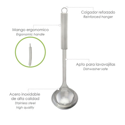 Cucharon Cocina Acero Inoxidable 9x33,5 (Alt.) cm.