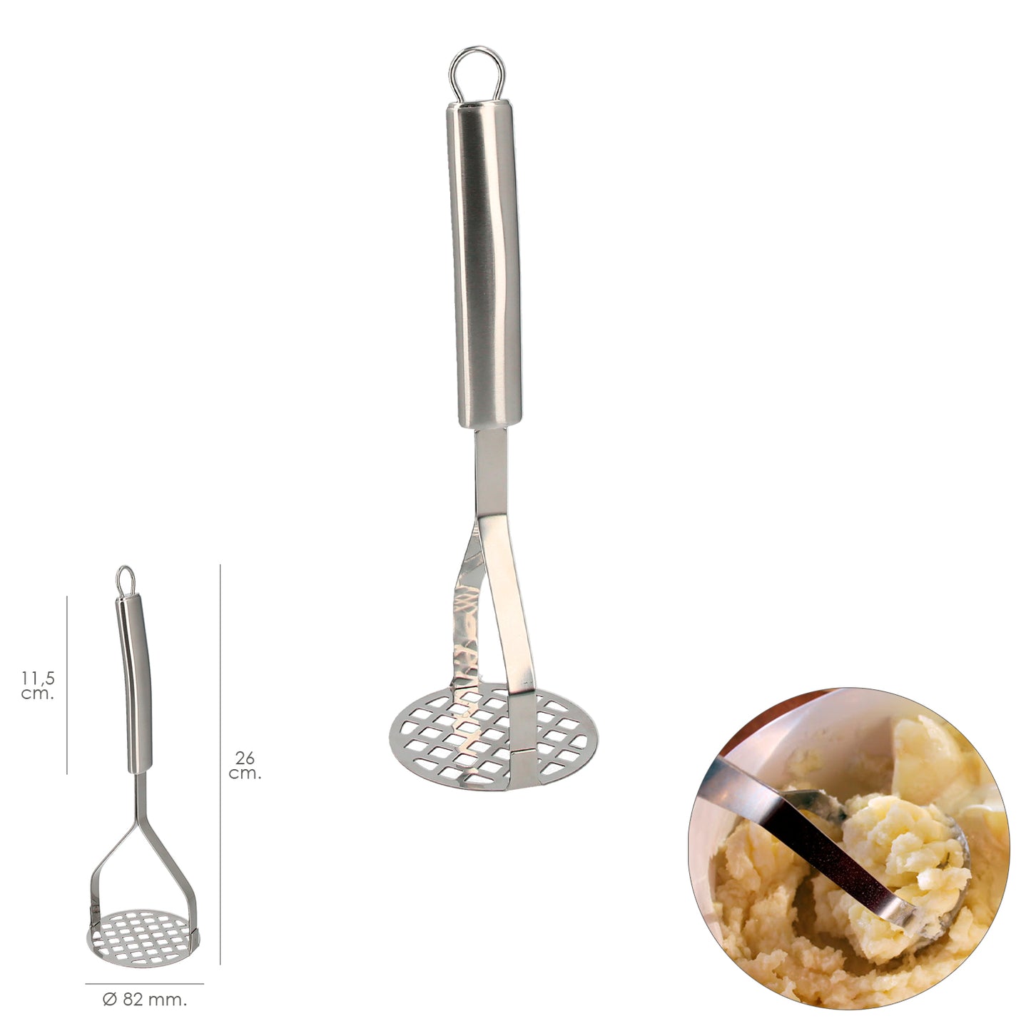 Espremedor de batatas Fabricado em Aço Inoxidável Ø 82 mm. x 26cm.