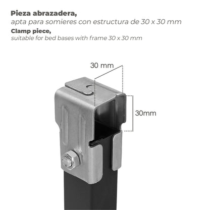 Conjunto de Pernas para Base de Cama Quadrada (4 Unidades) Tubo 30x30 mm. Para estrado de cama 30x30 mm. Altura 25 cm.