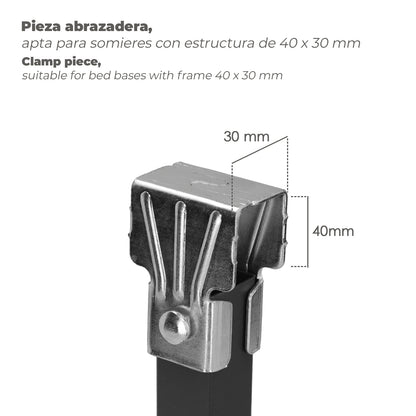 Conjunto de Pernas para Base de Cama Quadrada (4 Unidades) Tubo 30x30 mm. Para estrado de cama 40x30 mm. Altura 25 cm.