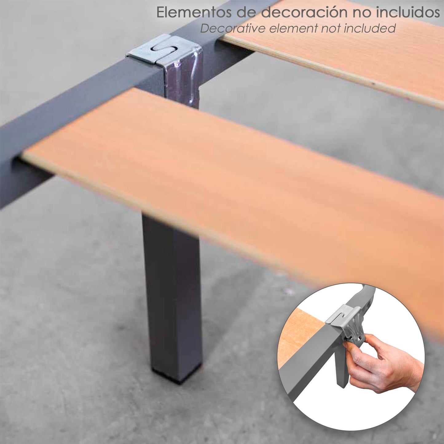 Conjunto de Pernas para Base de Cama Quadrada (4 Unidades) Tubo 30x30 mm. Para estrado de cama 40x30 mm. Altura 25 cm.