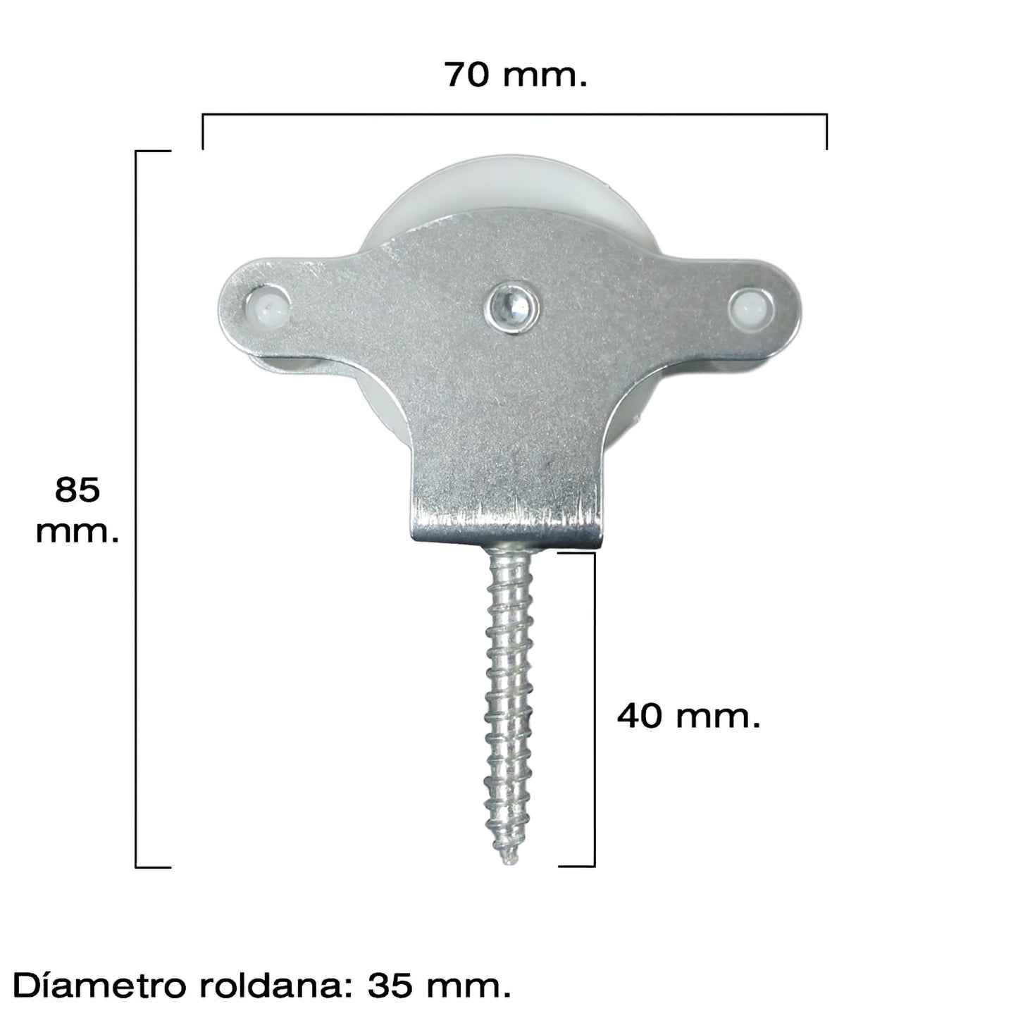 Polia de varal Wolfpack zincada 40 mm. Roldana de plástico com parafuso