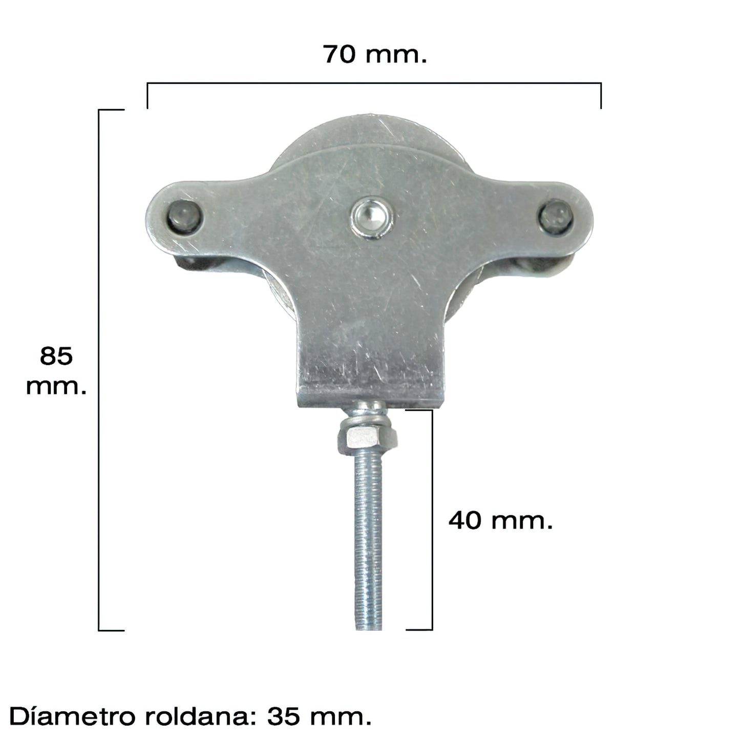 Polia de varal Wolfpack zincada 40 mm. Rolo de metal com parafuso