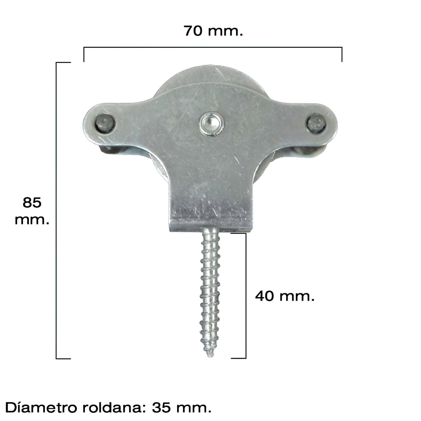 Polia de varal Wolfpack zincada 40 mm. Roldana de Metal com Parafuso