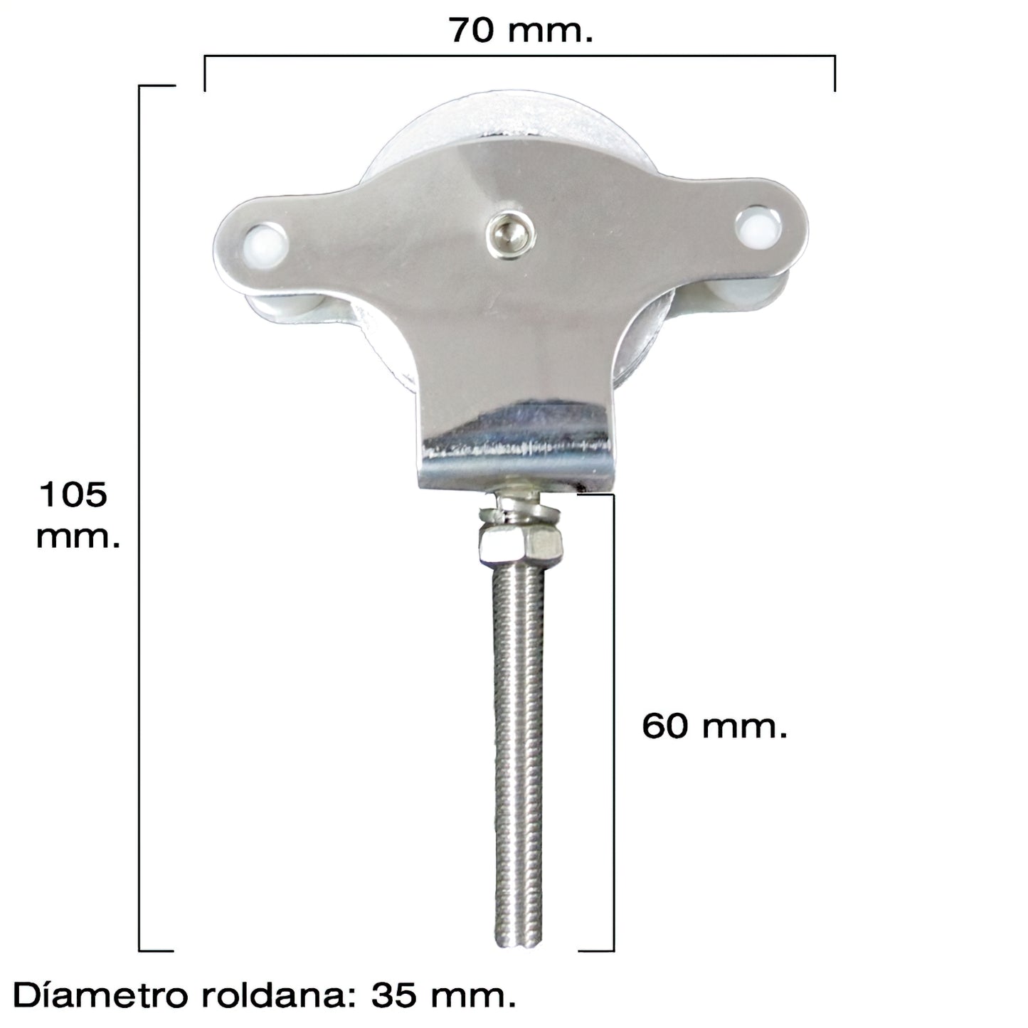 Polia de aço inoxidável Wolfpack 60 mm. / Roldana Metálica Com Parafuso