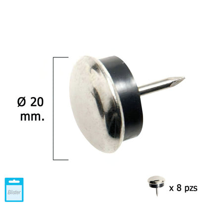 Slider de borracha de metal transparente Ø20 (Blister 8 unidades)