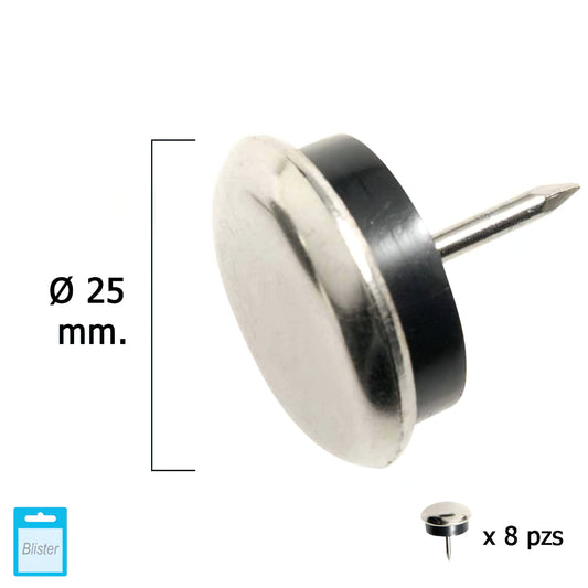 Slider de borracha de metal transparente Ø25 (Blister 8 unidades)