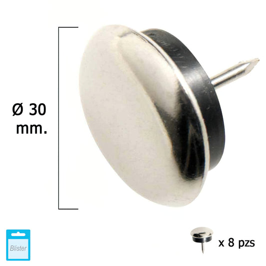 Slider de borracha de metal transparente Ø30 (Blister 8 unidades)