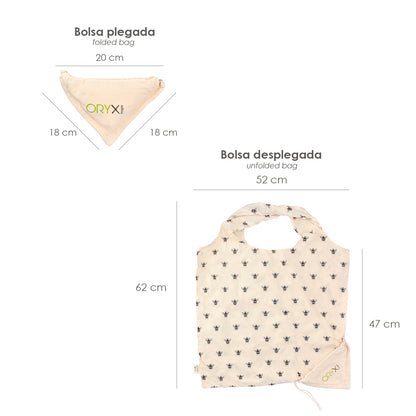 Bolsa Compra Algodon Organico 100% Plegable 52x47 cm.