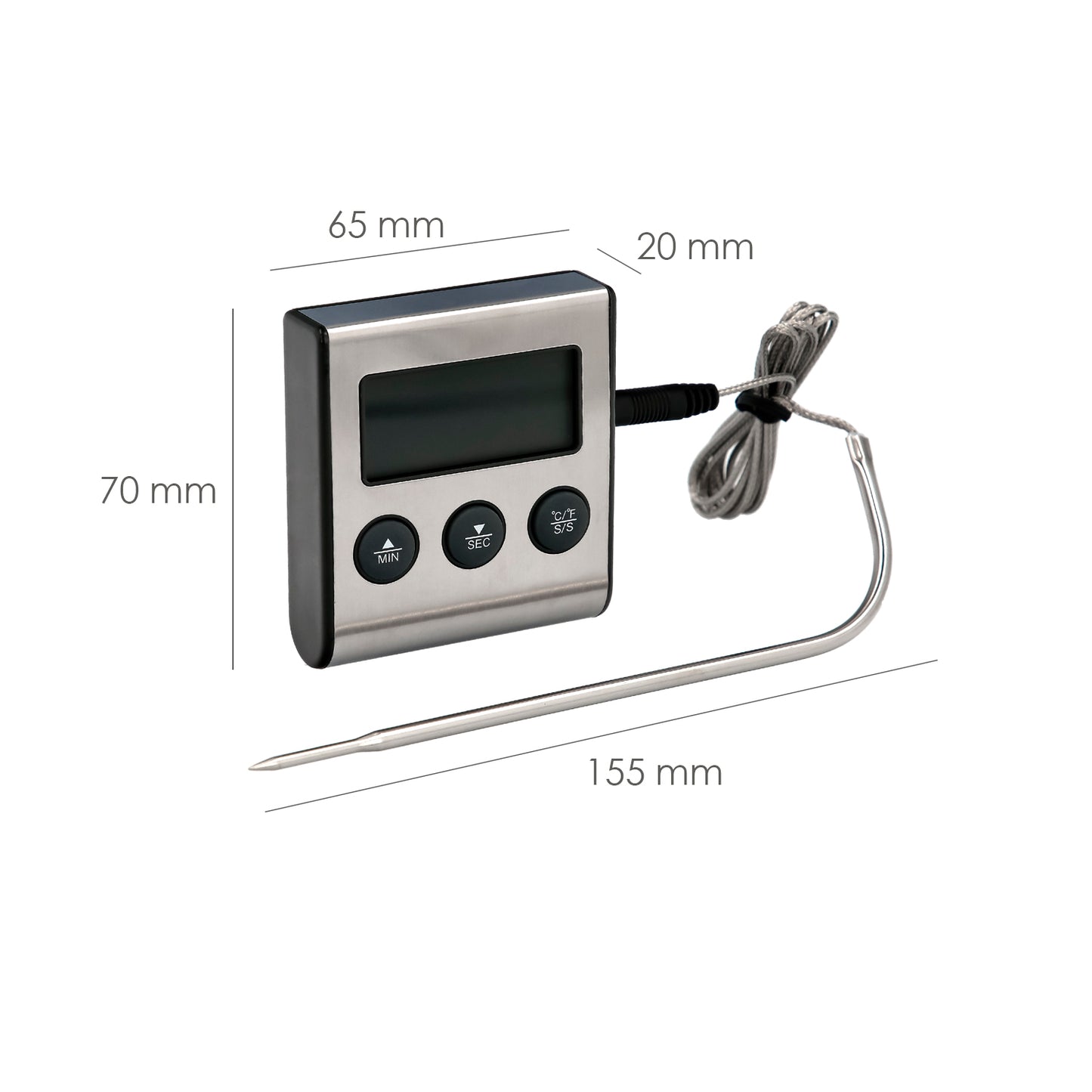 Termometro Digital Cocina Con Sonda Cableada, y Lector Temperatura Con Soporte, Lectura Instantanea, Termometro Horno / Barbacoa