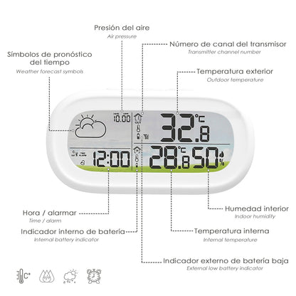 Estacion Metereologica Para Exteriores / Interiores. Humedad, Temperatura, Prevision Meteorologica y Presión Atmosférica.