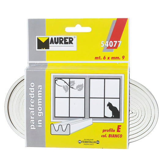 Maurer White Rubber Weatherstrip (rolo de 6 metros x 9 mm.)