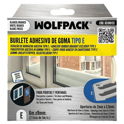 Burlete Elástico "E" 6 m. x 9 mm. Blanco