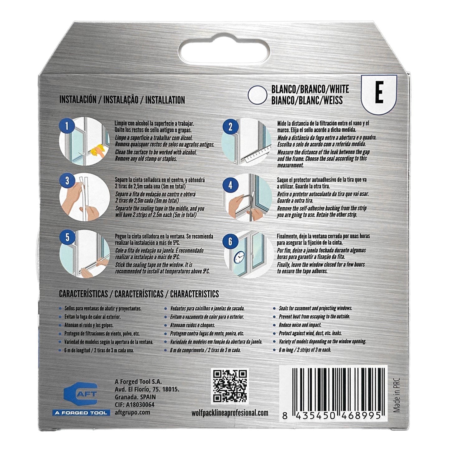 Burlete Elástico "E" 6 m. x 9 mm. Blanco