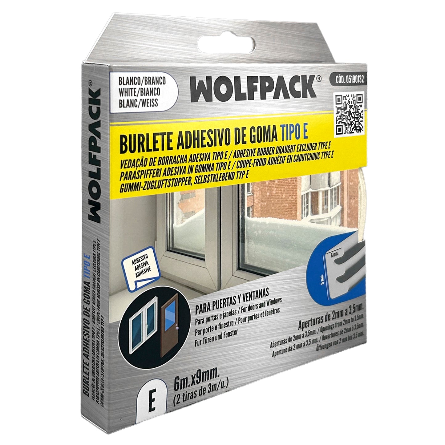 Burlete Elástico "E" 6 m. x 9 mm. Blanco