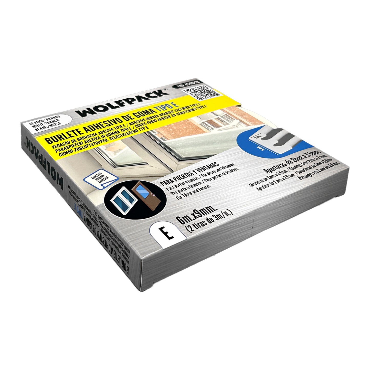 Burlete Elástico "E" 6 m. x 9 mm. Blanco