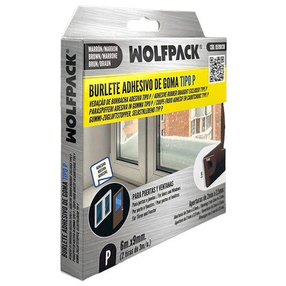 Burlete Elástico "E" 6 m. x 9 mm. Marrón