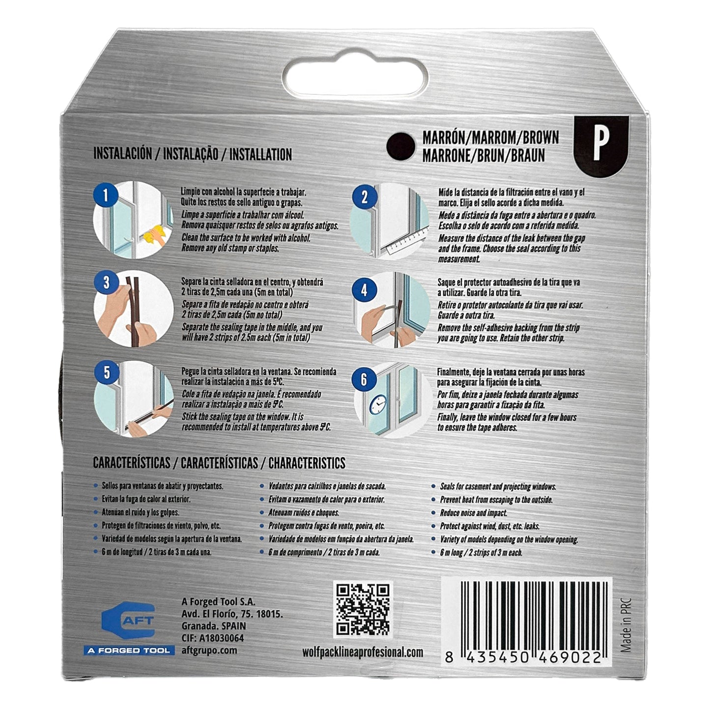 Burlete Elástico "P" 6 m. x 9 mm. Marrón