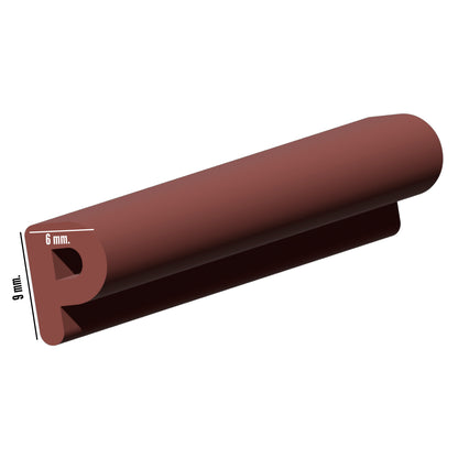 Burlete Elástico "P" 6 m. x 9 mm. Marrón