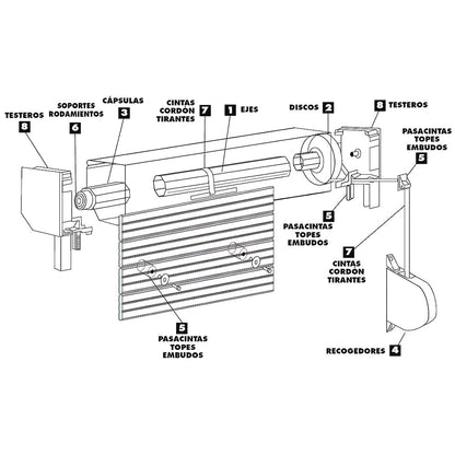 Recogedor Persiana Mini  6 Metros Abatible Cinta 14 mm.