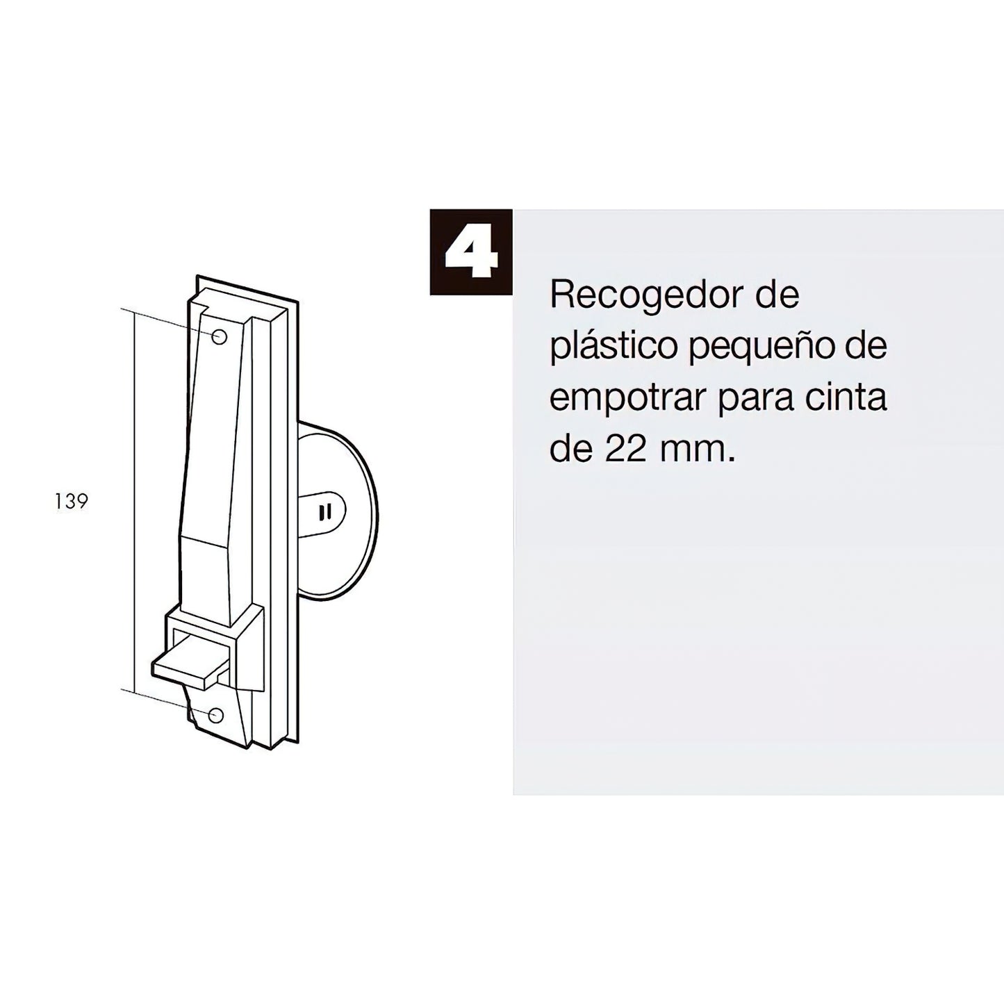 Fita seletora de cortina plástica pequena 22 mm.