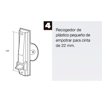 Fita seletora de cortina plástica pequena 22 mm.