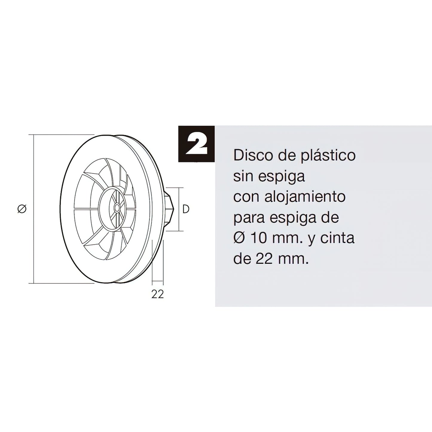 Disco cego plástico octogonal 160x60 mm. fita 22mm.