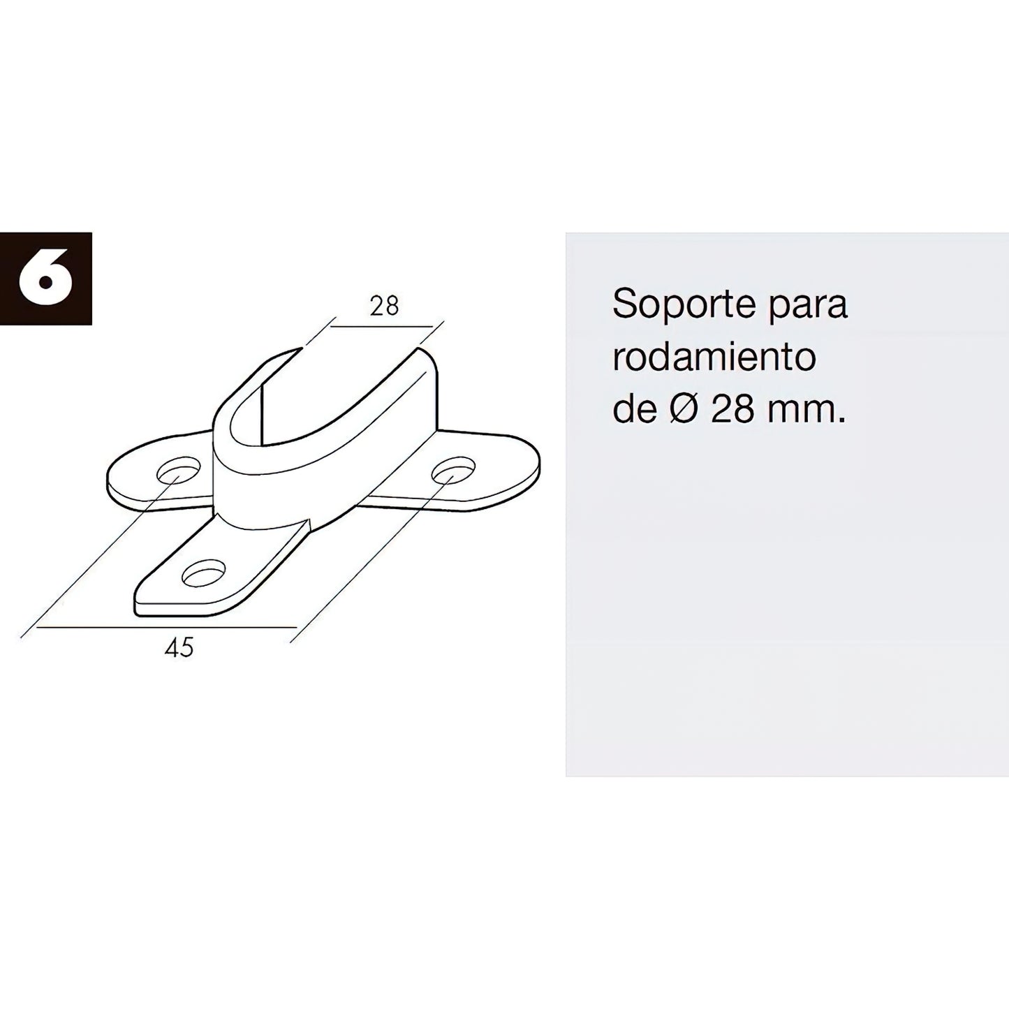 Suporte de Persiana Rolamento Zincado 28 mm. diâmetro