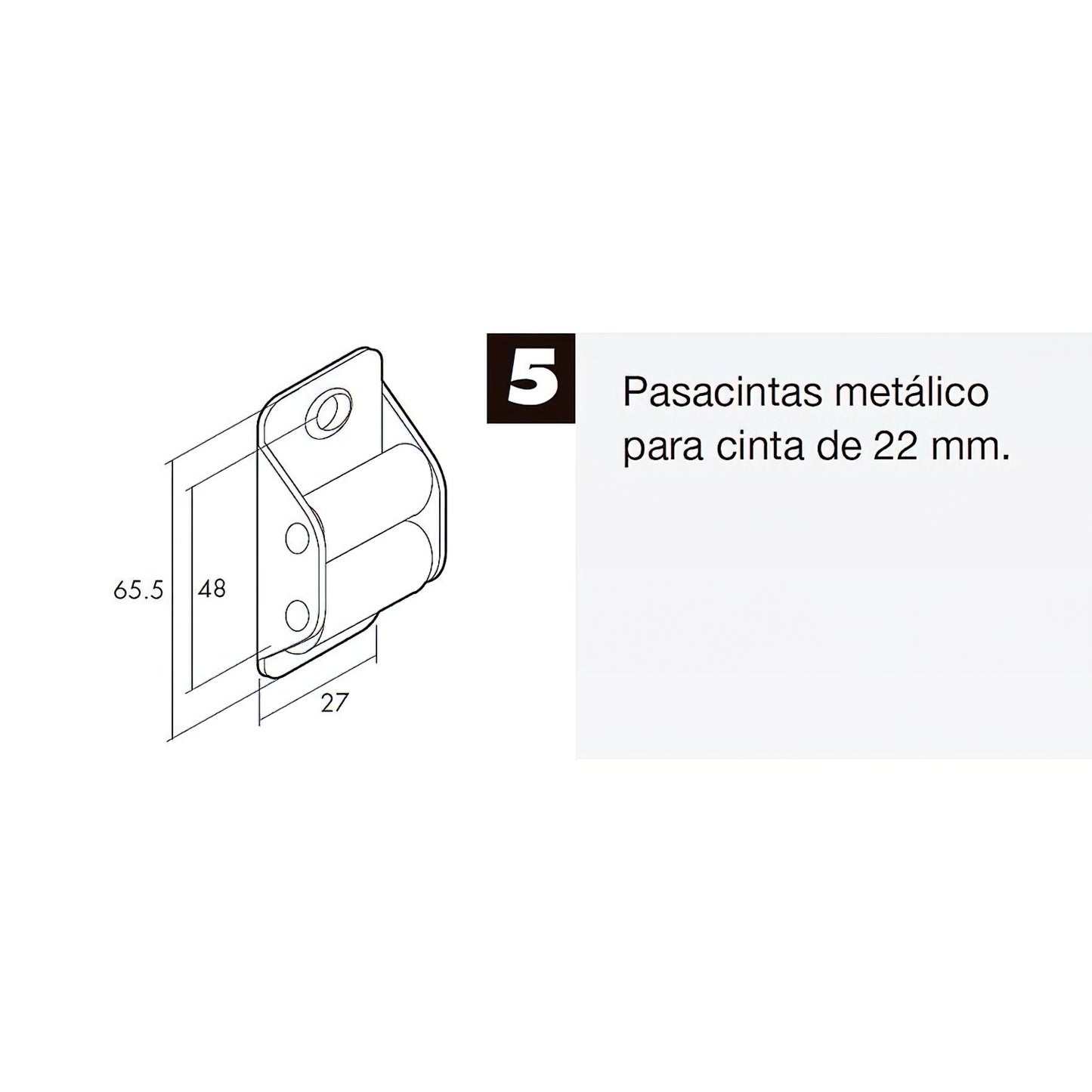 Pasacintas Persiana Zincado Rodillo Nylon Cinta 22 mm.