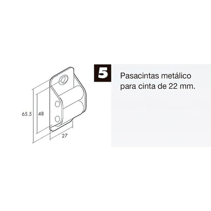 Pasacintas Persiana Zincado Rodillo Nylon Cinta 22 mm.