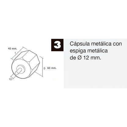 Capsula Persiana Metalica Con Espiga Para Eje 60 mm.