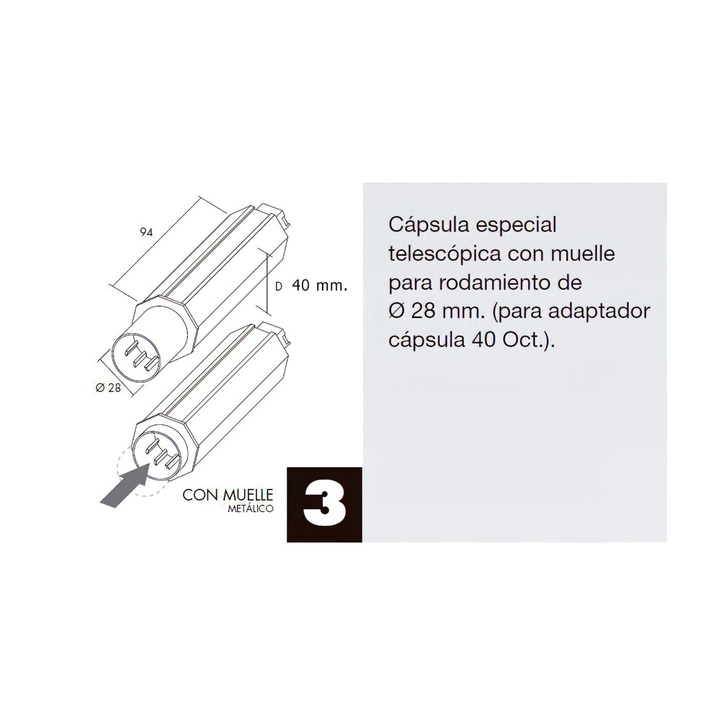 Cápsula Cega Telescópica Sem Espiga Para Eixo 40 mm.