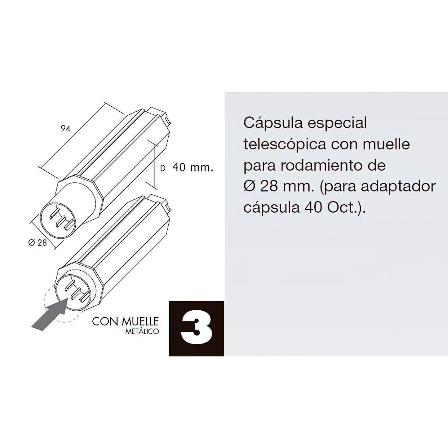 Cápsula Cega Telescópica Sem Espiga Para Eixo 40 mm.