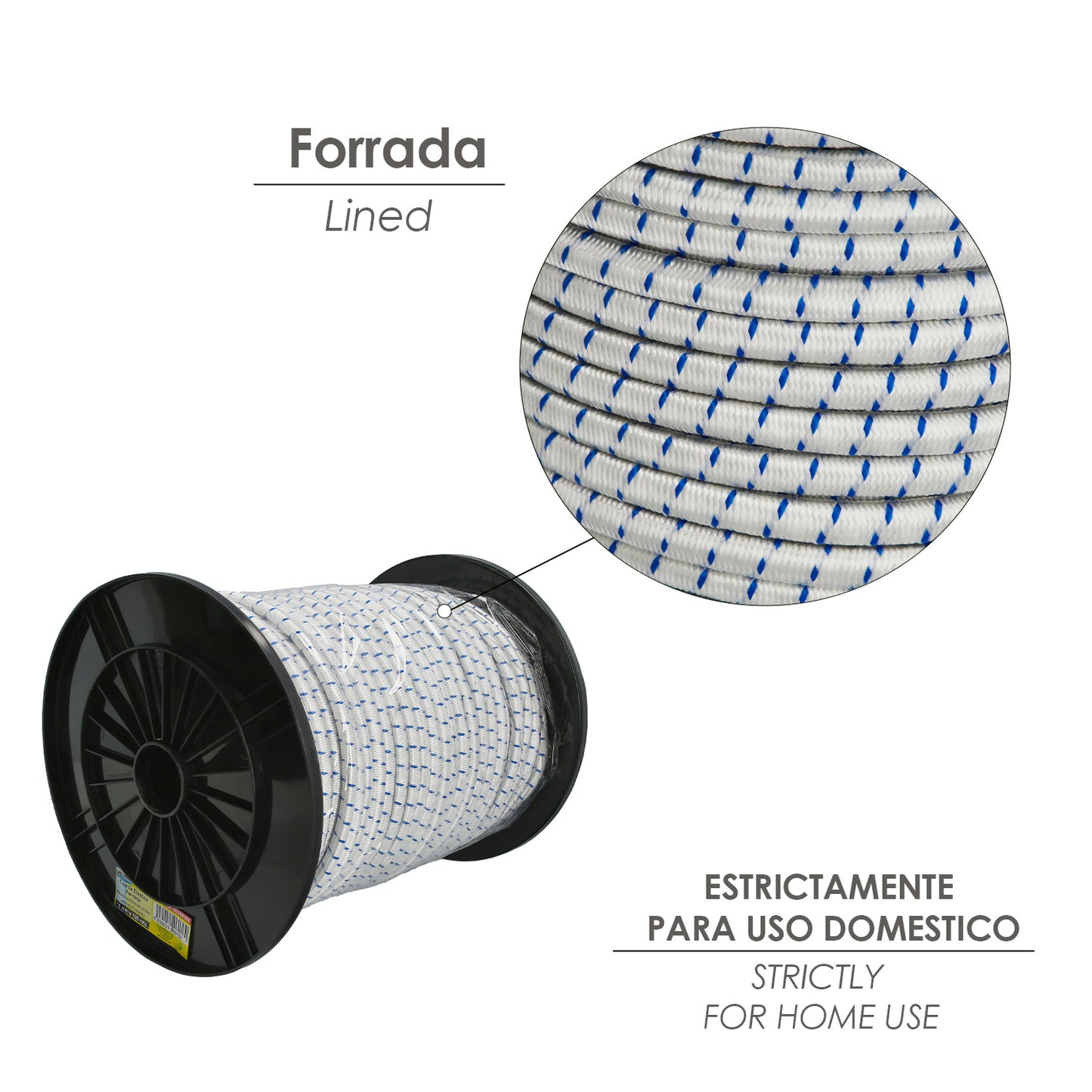 Cordão Elástico Forrado 10 mm. rolo de 100 metros