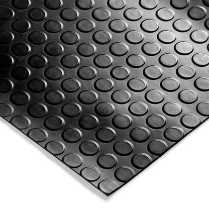 Suelo Goma Circulos 1,20x10 Metros 3 mm. de Grosor Color Negro. Uso Domestico